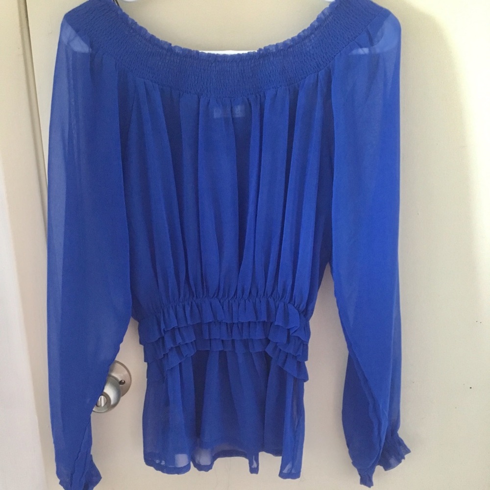 🌸2 for 1🌸LIKE NEW! Royal Blue sheer top
